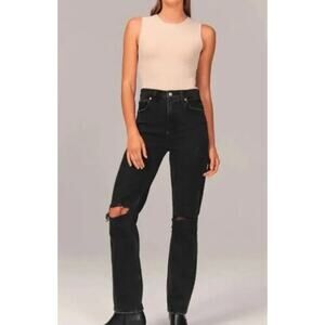 Abercrombie and Fitch A&F The Ankle Straight Ultra High Rise 26 2 Curve Love